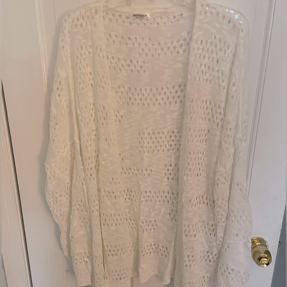 White oversized cardigan - open weave